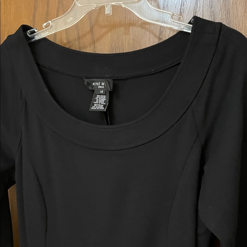 NINE WEST UGC Women’s Size 14 Classic Black 3/4 Sleeve Dress Round neckline - Picture 9 of 10